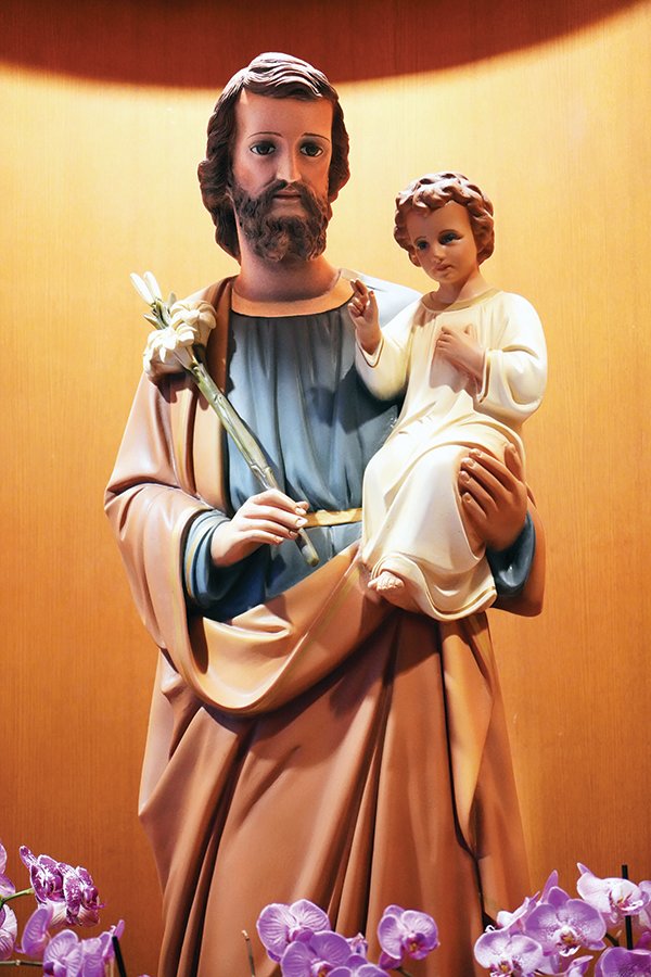Statue of St. Joseph and the child Jesus, in Our Lady of Lourdes Church in Columbia.